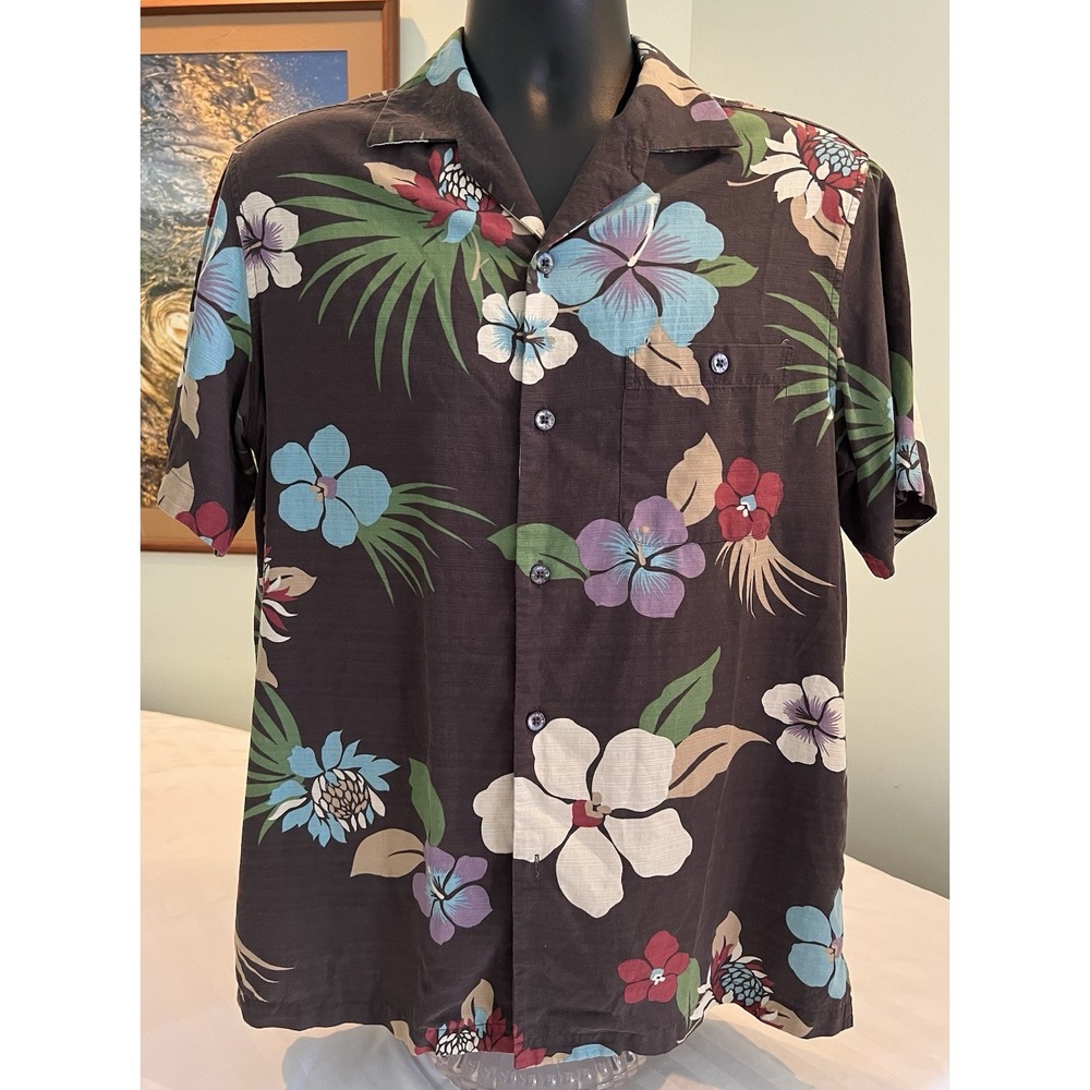 Tori Richard Men S Hawaiian Shirt Floral Button Up Silk Blend Brown Aloha Shirt
